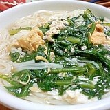 夜食におススメ☆春菊のかきたま煮麺